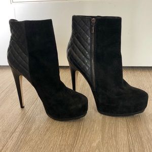 Truth or Dare Black Platform Suede Quilted Leather